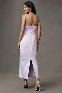 BHLDN Stretch Satin Square-Neck Column Midi Dress