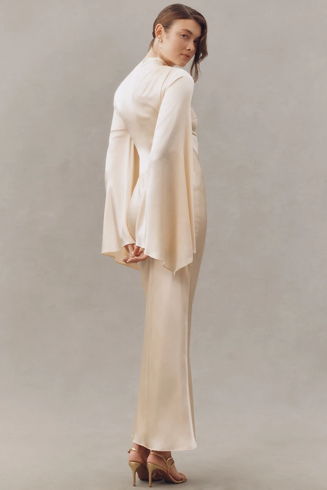 knee length dresses for ladies CRISTAL MAXI DRESS IN EARTH CHIFFON – DE LA VALI OFFICIAL main image 0