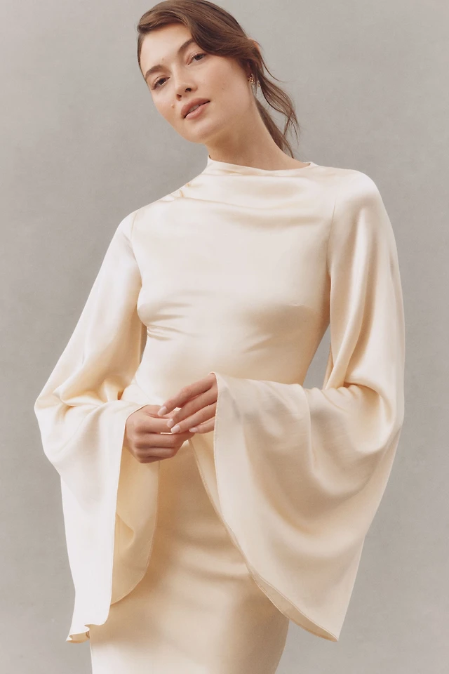 de la vali diara long-sleeve scarf-neck maxi dress De La Vali Diara Long-Sleeve Mock-Neck Maxi Dress at MarketFair Shoppes in  Princeton, NJ