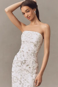 Milly Magnolia Strapless Beaded Sequin Maxi Dress