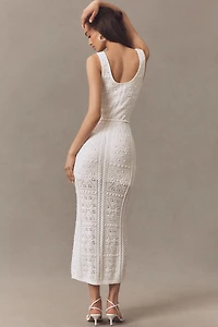 Milly Sleeveless Pointelle Knit Midi Dress