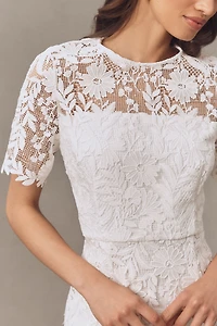 Milly Nikoletta Mixed Lace Pleated Mini Dress