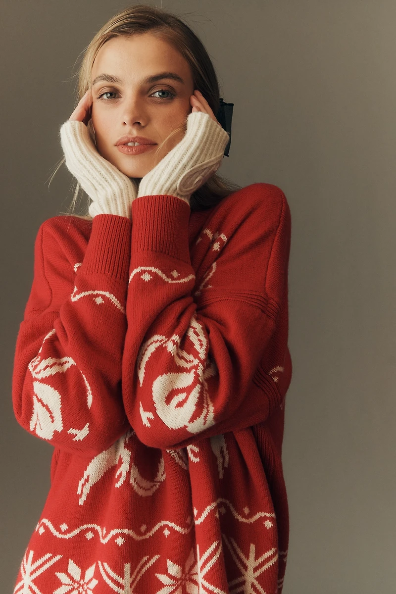 Jocelyn Heart Knit Fingerless Gloves