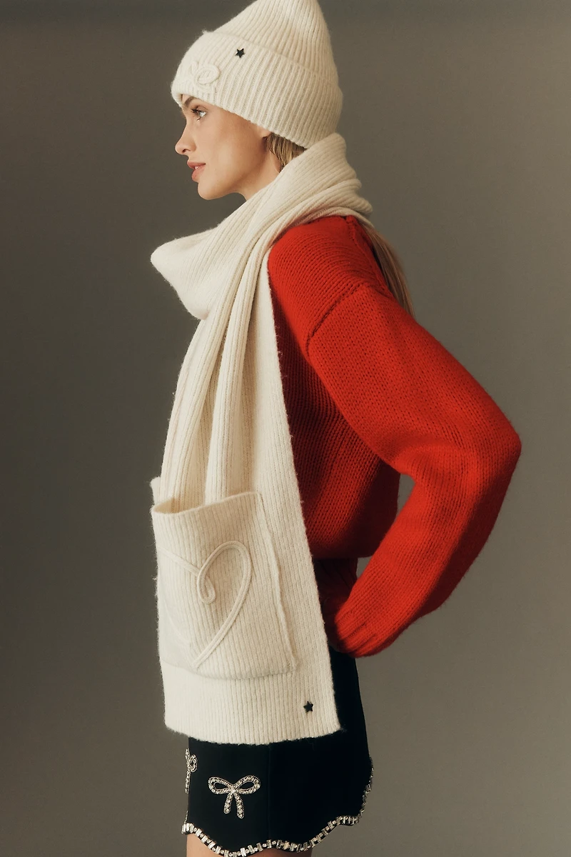 Jocelyn Heart Ribbed Knit Scarf