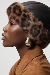 Jocelyn Faux Fur Faux Leather Beanie