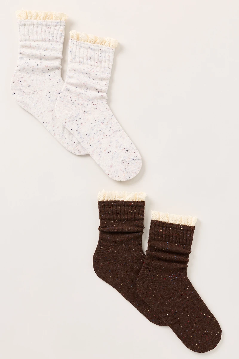 Casa Clara Tahoe Ruffle-Edge Socks, Set of 2