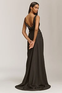 LEO LIN Esme Cowl-Neck Wool-Silk Blend Maxi Dress