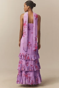 BHLDN Molly Strapless Chiffon Scarf Maxi Dress