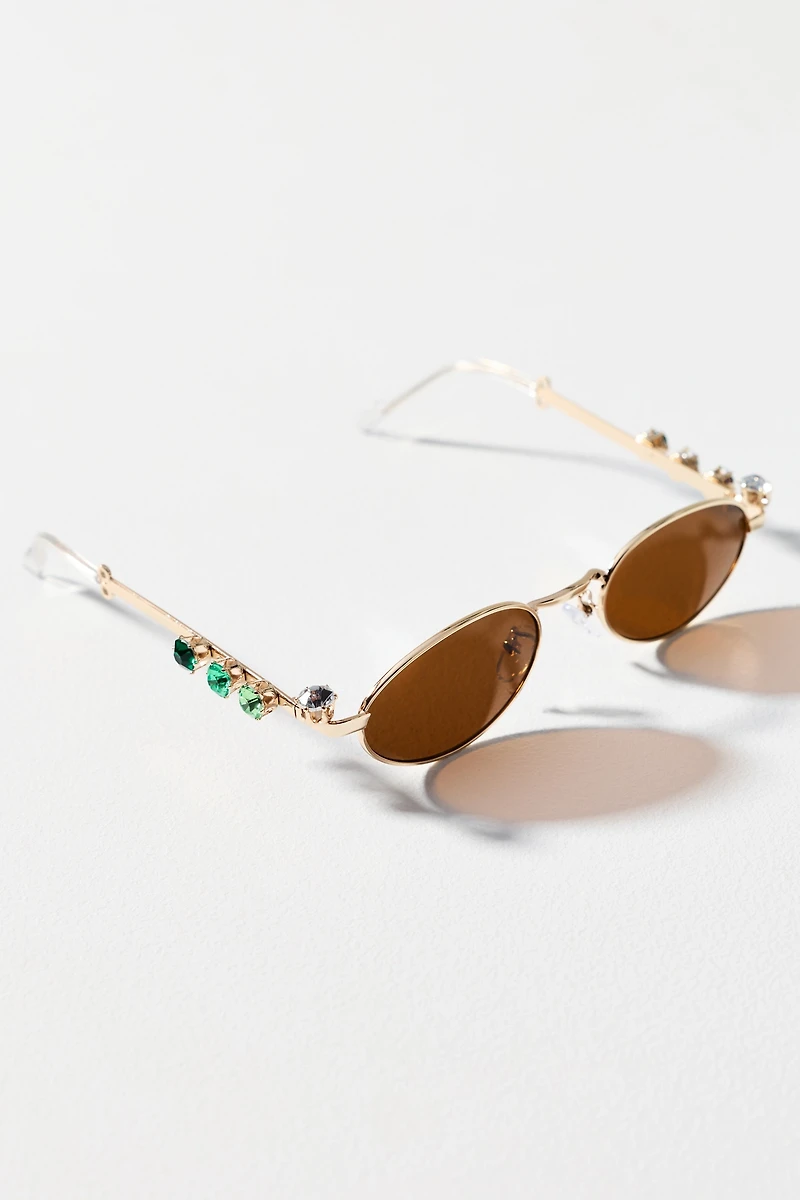 Eyeking Tiny Oval Rhinestone Sunglasses