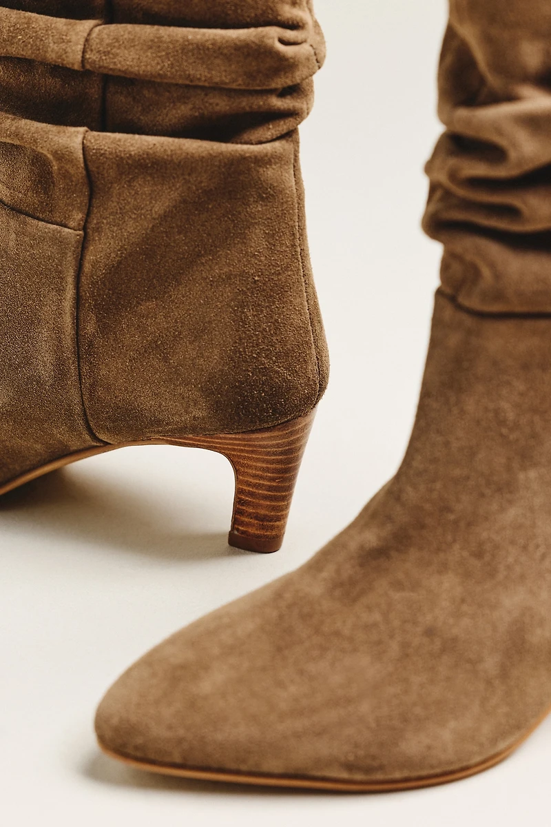 By Anthropologie Suede Scrunch Boots