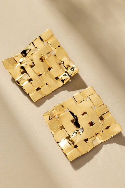 Christina Caruso Woven Square Clip-On Earrings