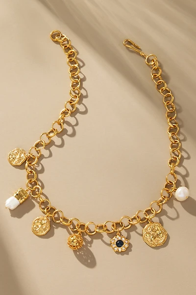 Joanna Laura Constantine Wave Chain Linked Charm Necklace