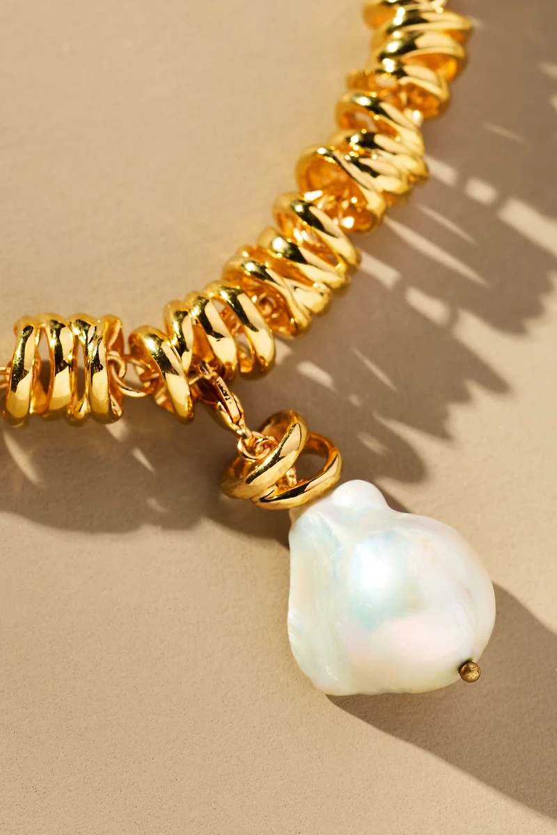 Joanna Laura Constantine Wave Chain Pearl Pendant Necklace