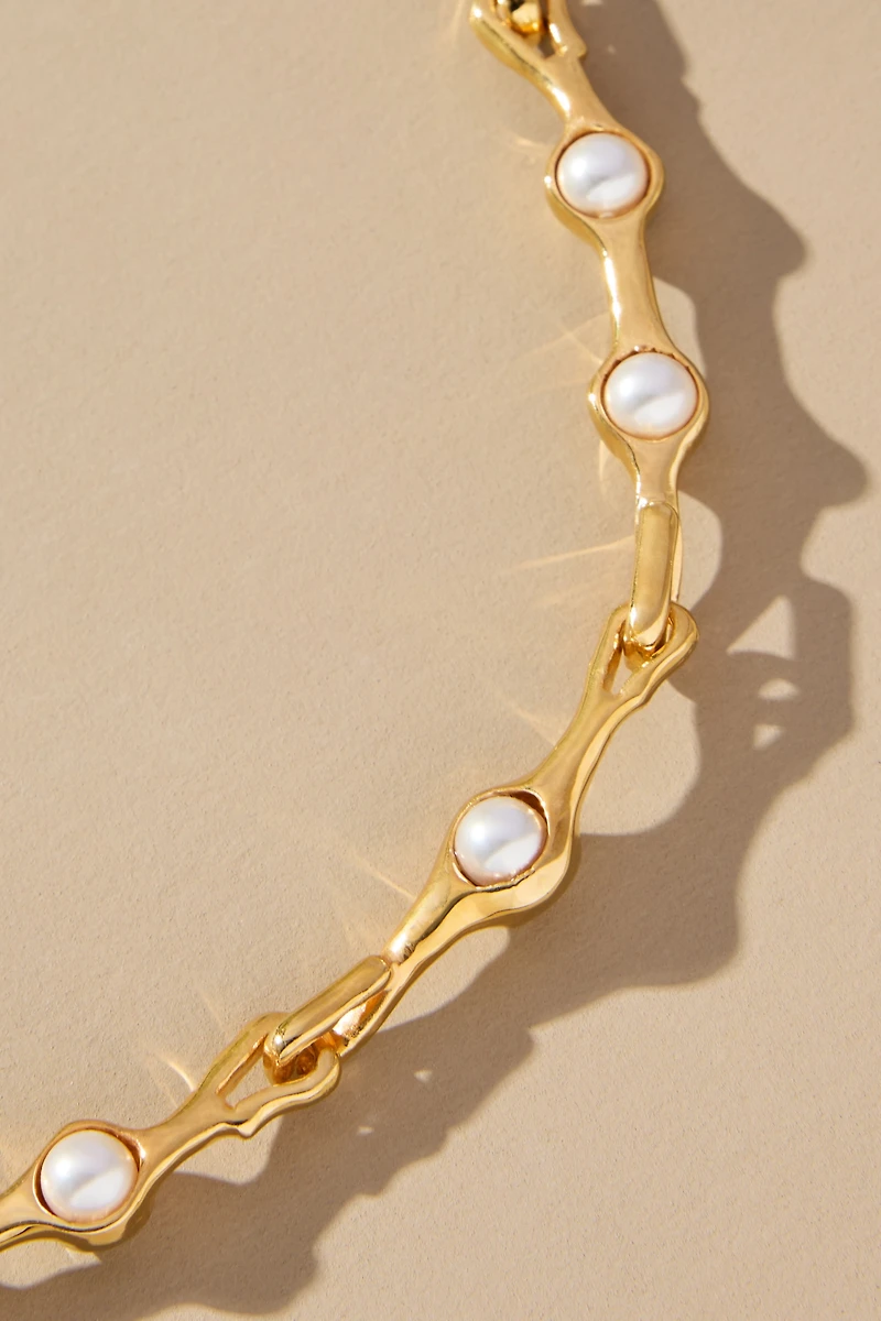 Joanna Laura Constantine Wave Pearl Orbs Chain Necklace