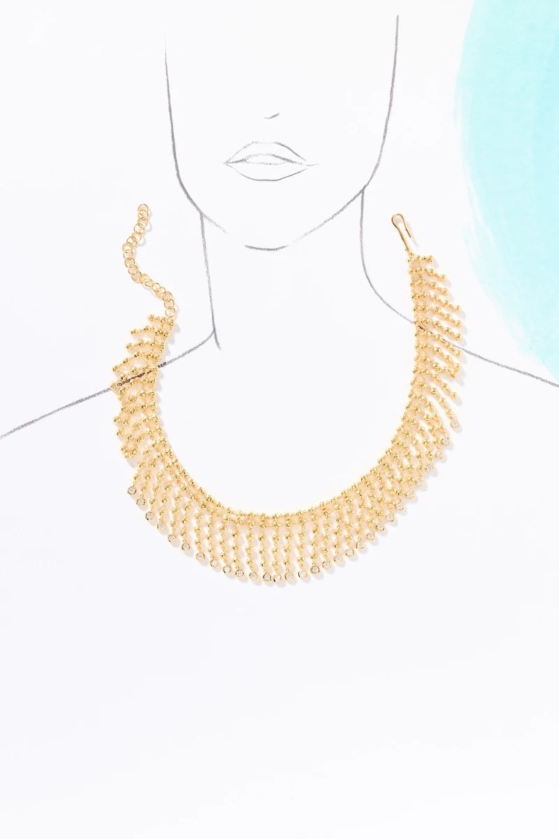 Joanna Laura Constantine Statement Stone Fringe Necklace