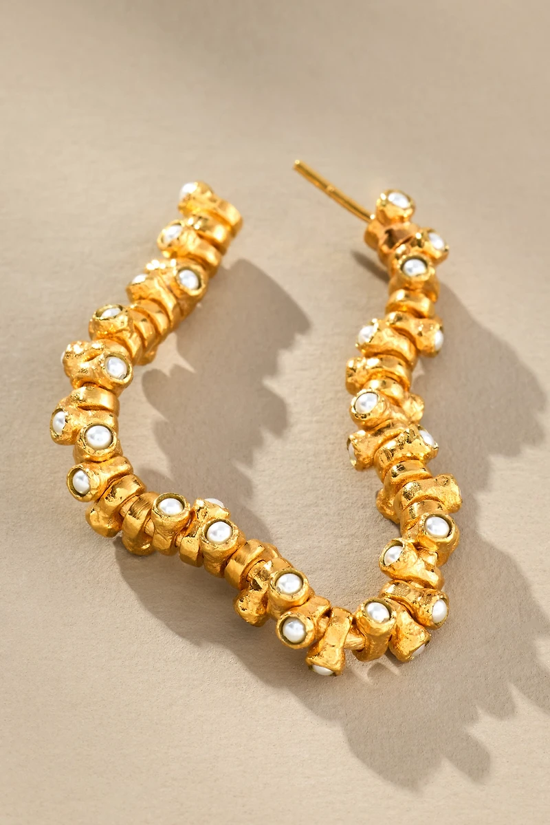 Joanna Laura Constantine Wavy Pearl Hoop Earrings