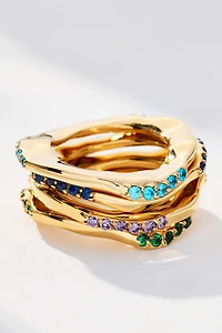 Joanna Laura Constantine Colored Stone Wave Rings, Set of 4