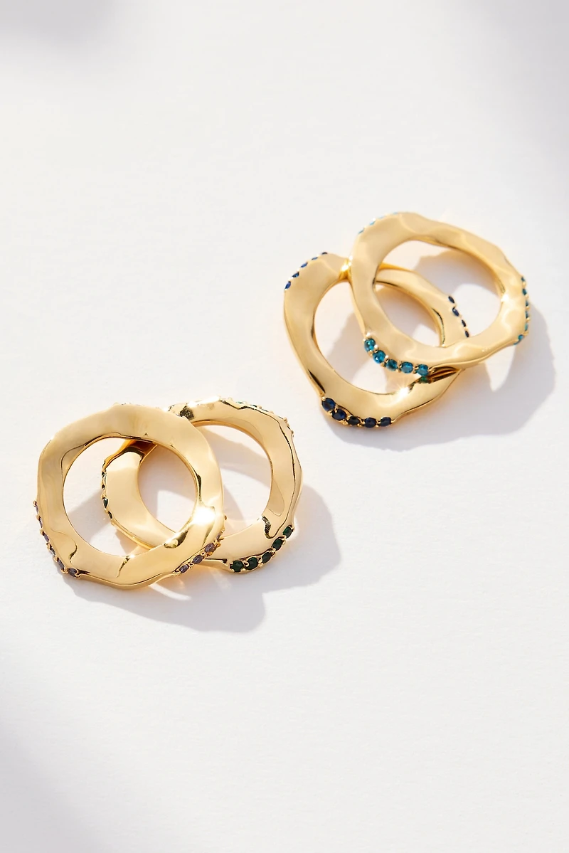 Joanna Laura Constantine Colored Stone Wave Rings, Set of 4
