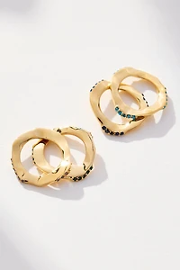 Joanna Laura Constantine Colored Stone Wave Rings, Set of 4