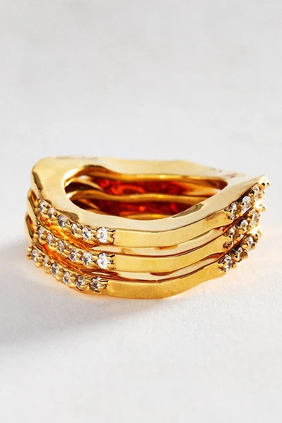 Joanna Laura Constantine Handset Stone Wave Rings, Set of 3