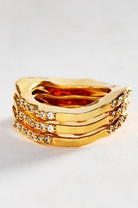 Joanna Laura Constantine Handset Stone Wave Rings, Set of 3