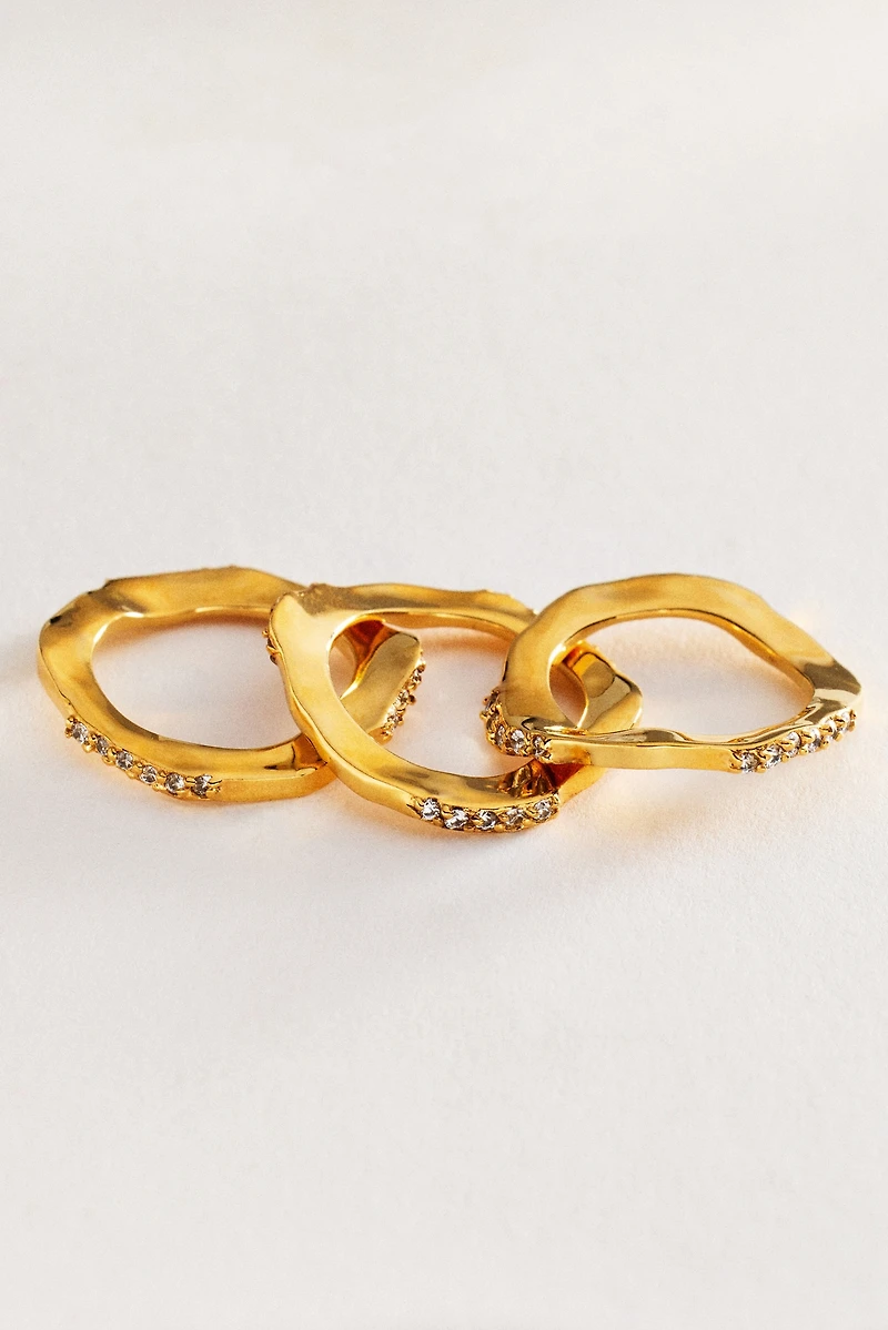 Joanna Laura Constantine Handset Stone Wave Rings, Set of 3