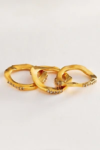 Joanna Laura Constantine Handset Stone Wave Rings, Set of 3