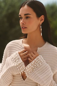 Celandine Bead-Trim Knit Long-Sleeve Mini Shift Dress