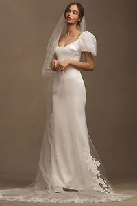 Amsale Sequin Shimmer Lace Border Cathedral Veil