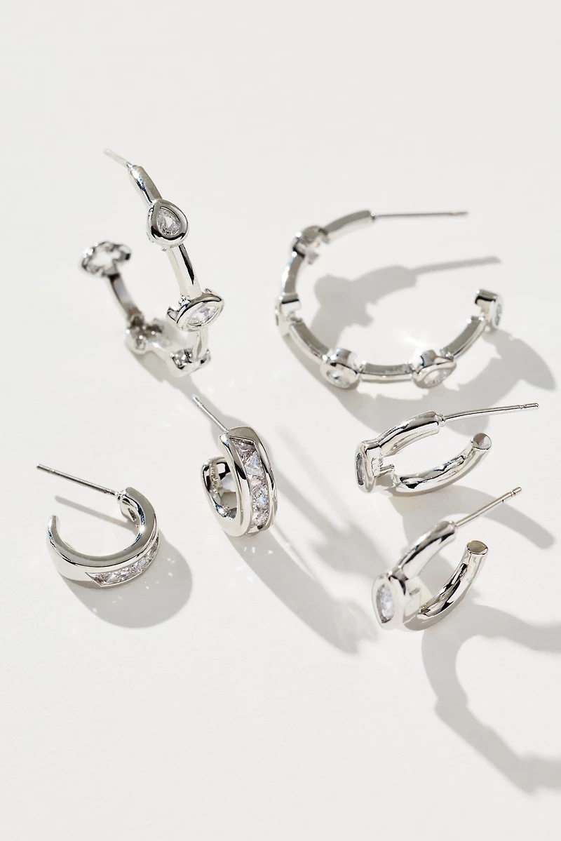 Crystal Earrings, Set of 3