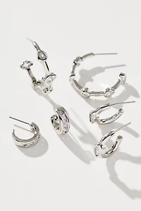 Crystal Earrings, Set of 3