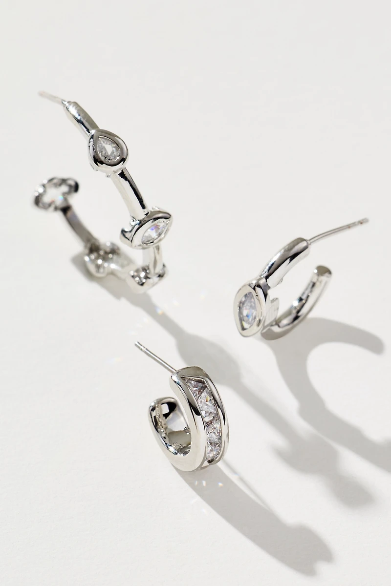 Crystal Earrings, Set of 3