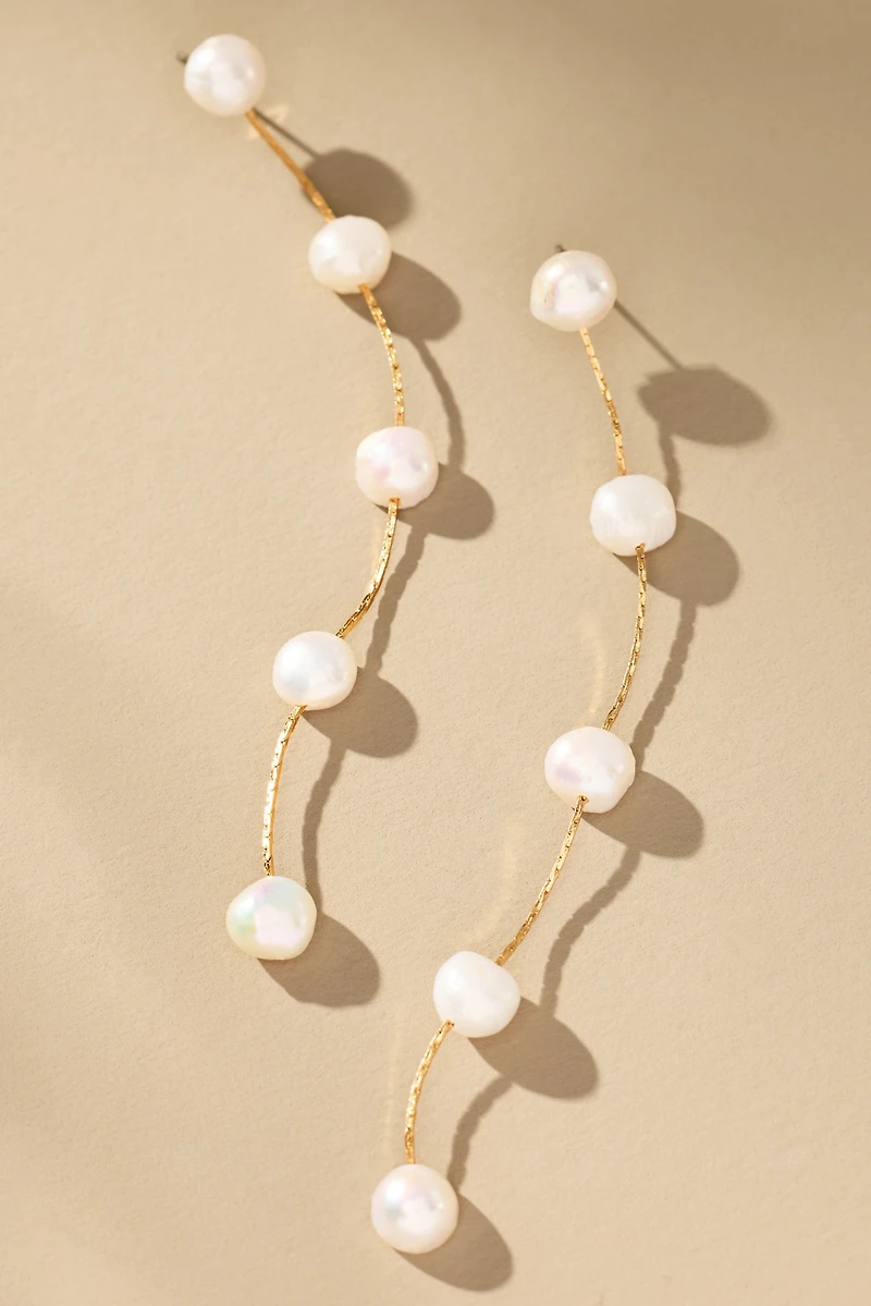 Ettika Dripping Pearl Delicate Drop Earrings