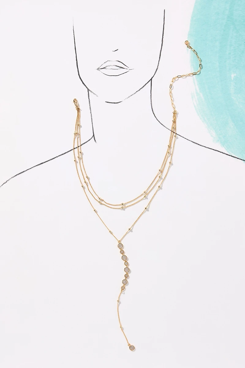 Ettika Bali Dreams Crystal Layered Lariat Necklace