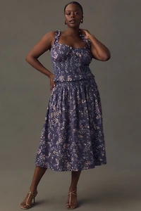 Sleeveless Smocked-Waist Ruffled Midi Dress