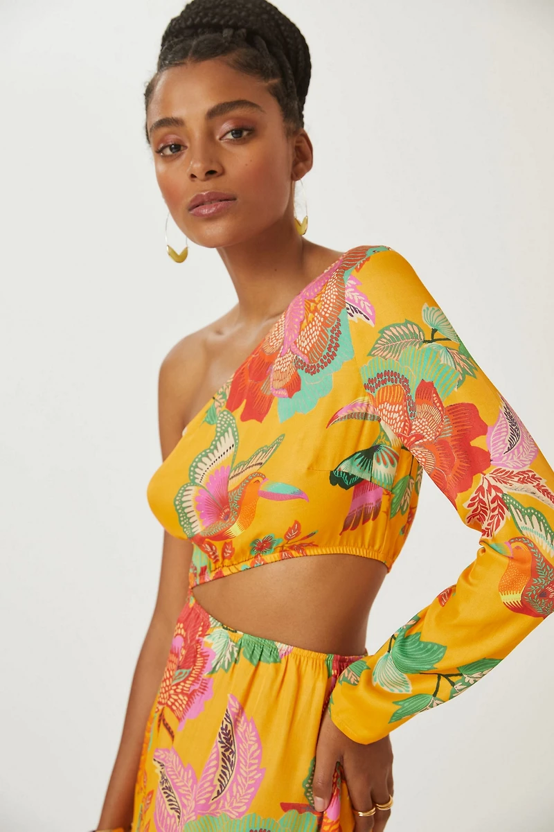 FARM Rio Single-Shoulder Printed Maxi Dress