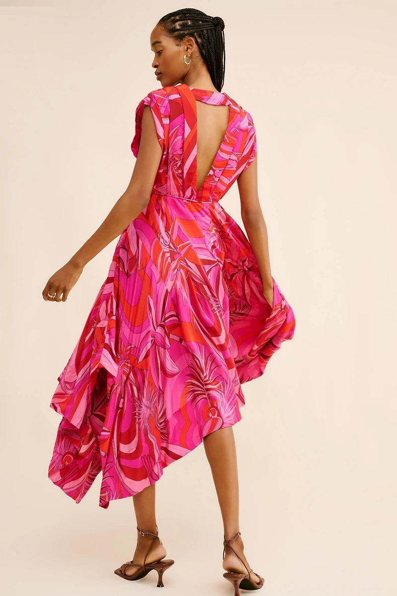 FARM Rio Summer V-Neck Midi Dress