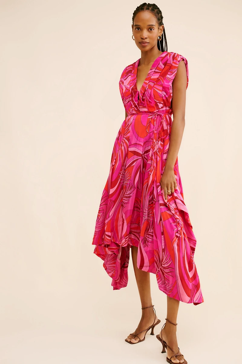 FARM Rio Summer V-Neck Midi Dress