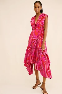 FARM Rio Summer V-Neck Midi Dress
