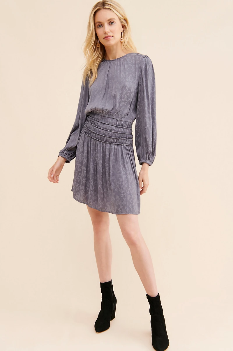 Current Air Floral Smocked Waist Mini Dress