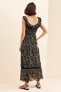 Free the Roses Scoop Neck Maxi Dress