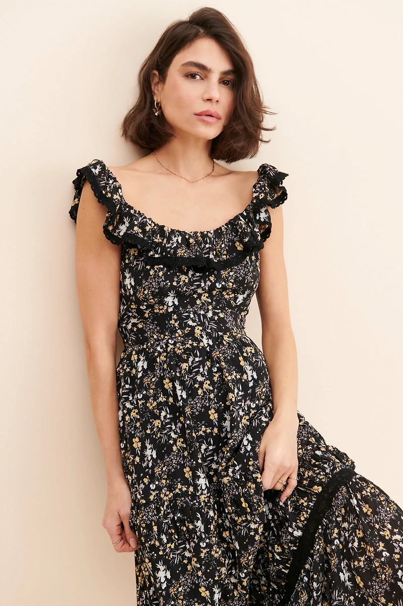 Free the Roses Scoop Neck Maxi Dress