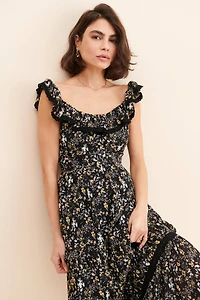 Free the Roses Scoop Neck Maxi Dress