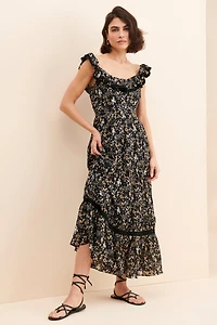 Free the Roses Scoop Neck Maxi Dress
