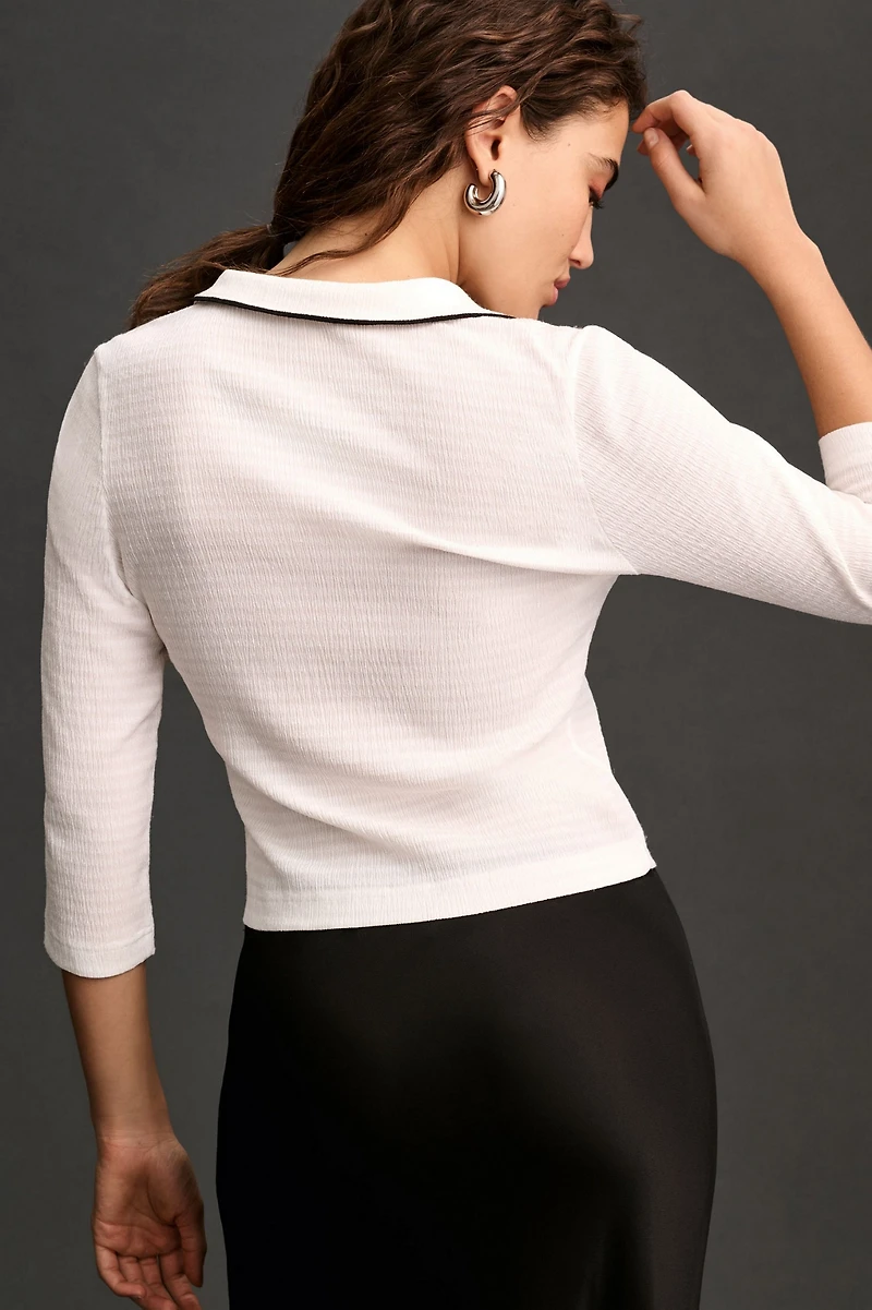 Maeve Rosette Collared Cardigan Sweater
