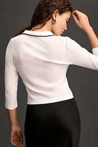 Maeve Rosette Collared Cardigan Sweater