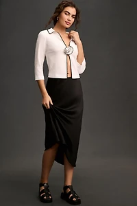 Maeve Rosette Collared Cardigan Sweater