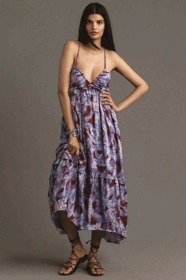 anthropologie a line dress Women's Red Sleeveless Nautical A-Line Dress, Keyhole Tie Neck Line Dress by Anthropologie in Black By Anthropologie - Strapless Basque-Waist