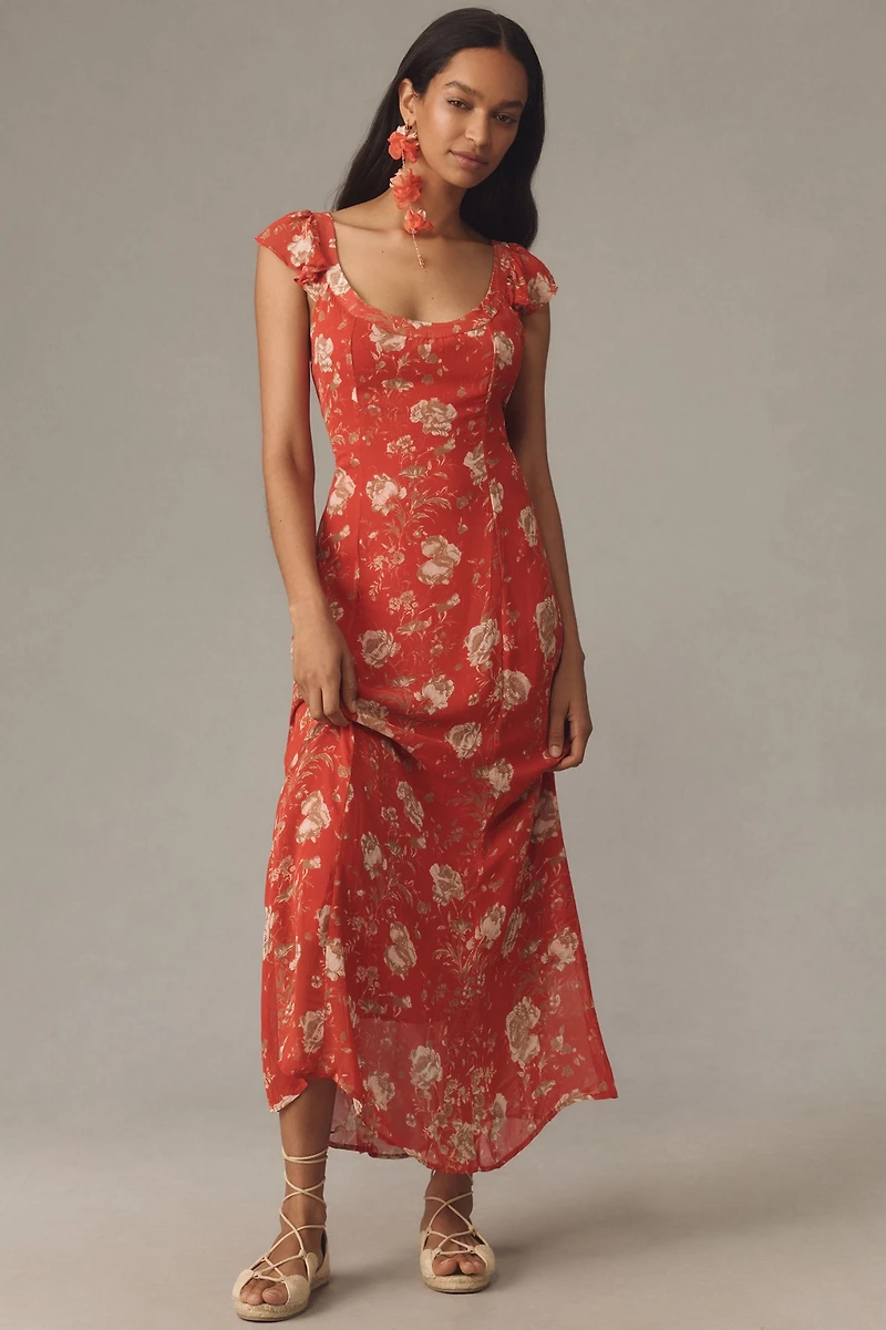 Scoop-Neck A-Line Slip Maxi Dress