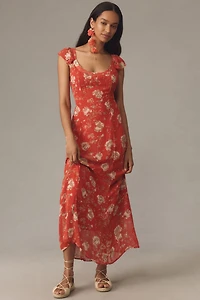 Scoop-Neck A-Line Slip Maxi Dress